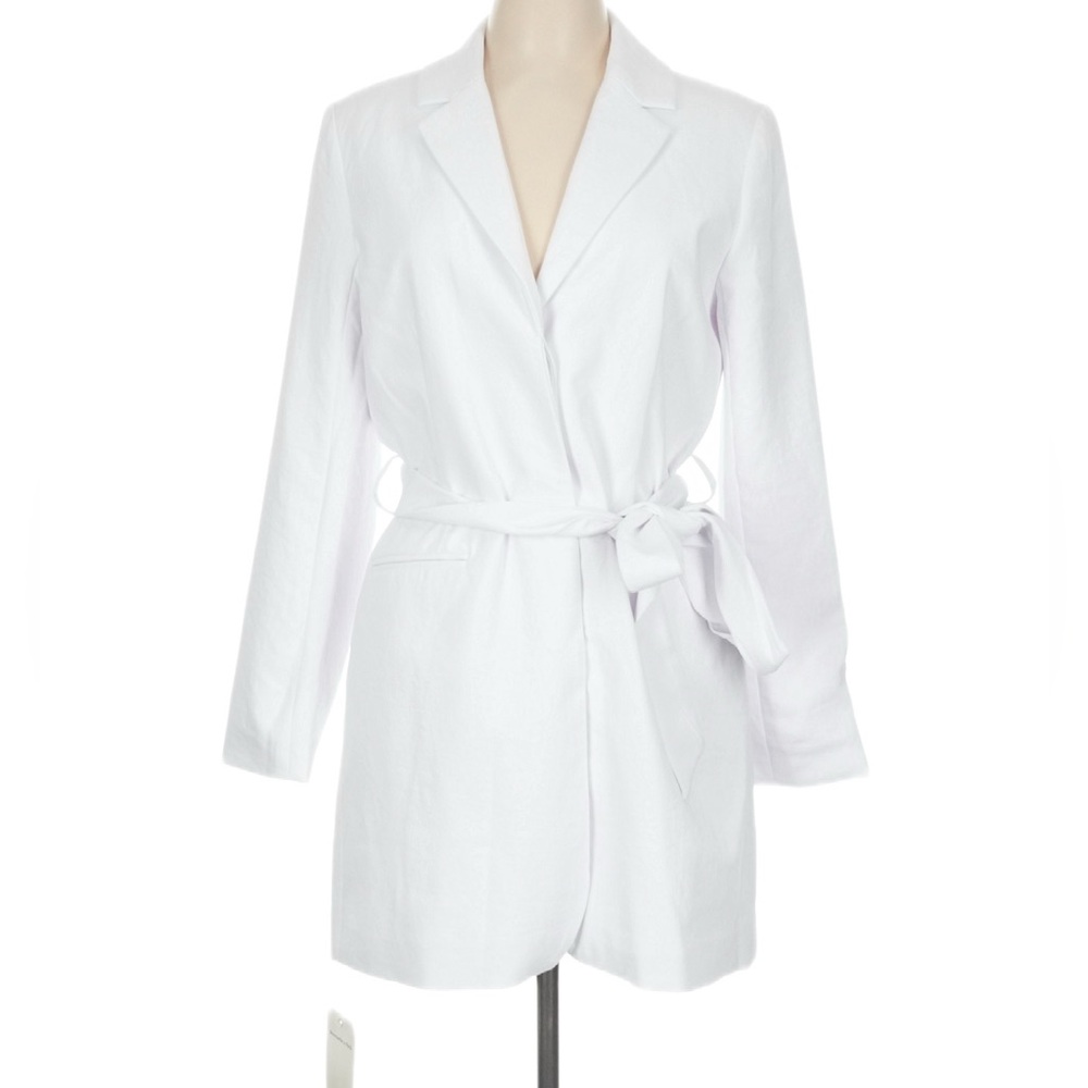 NWT Abercrombie & Fitch White Belted Trench Coat Jacket Medium - Picture 3 of 14